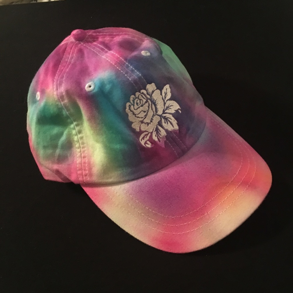 Tie Dye Baseball Cap with Rose